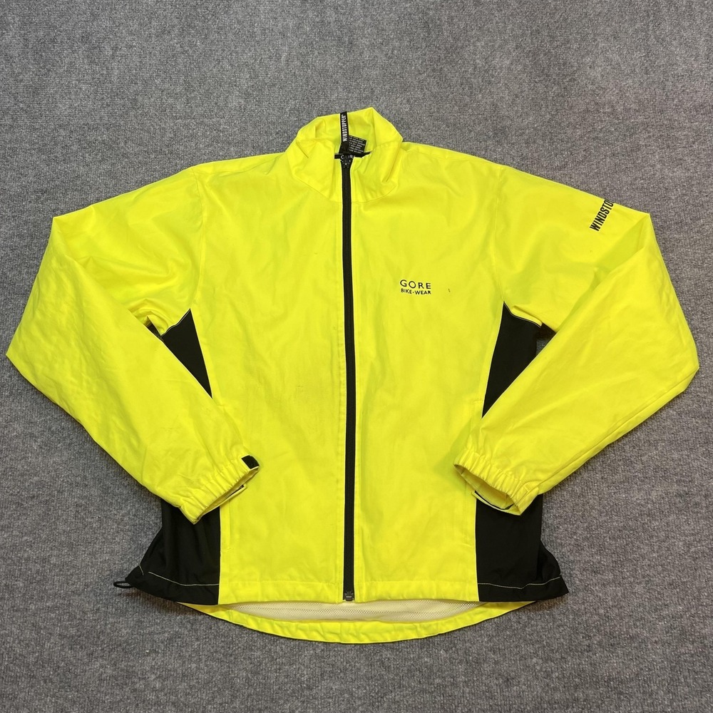 GORE Bike Wear Windstopper Jacket Mens Medium Yellow Black Cycling Windbreaker
